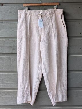 NWT J. Jill 100% Linen European Flax Cropped Pants Size XL Bamboo White
